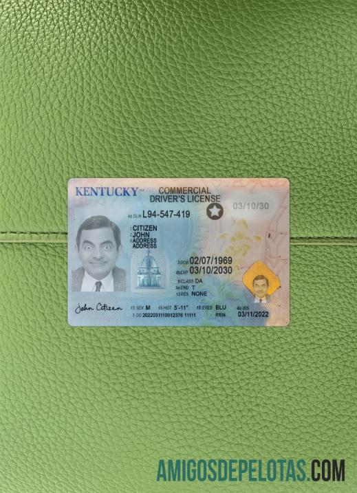 Carteira de motorista dos EUA Kentucky 2022 presente fotolook frente baixar para verificação
